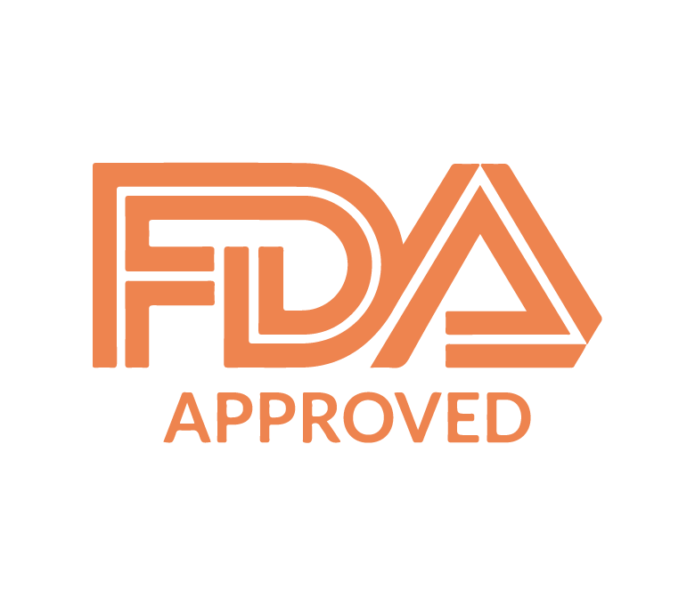 FDA approved written text with orange color