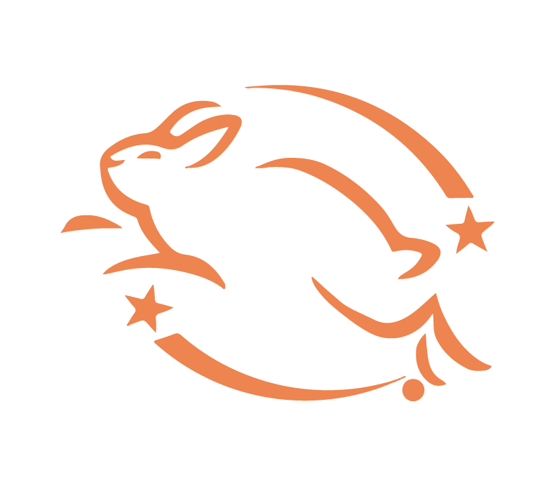 leaping bunny from right to left, side view